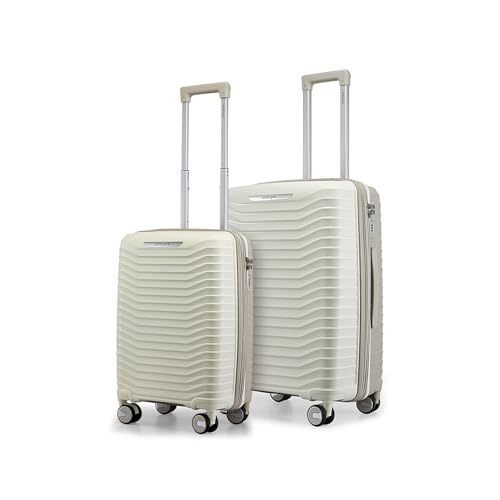 Image of Provogue Coral Hard-Sided PP Trolley Bag Set of 2 | Expandable Space with 8 Wheels Trolley Bags for Travel | Lightweight with Combination Lock | 5 Year Warranty (Grey Cloud /Timberwolf Grey)