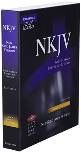NKJV Aquila Wide Margin Reference Bible, Black Calf Split Leather, Red-letter Text, NK744:XRM