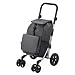 Packaway Einkaufstrolley mit 4 Rädern – Deluxe Einkaufswagen mit Kühlfach & verstellbarem Griff – 60 Liter – Grau – Faltbarer Einkaufsroller mit großer Tasche