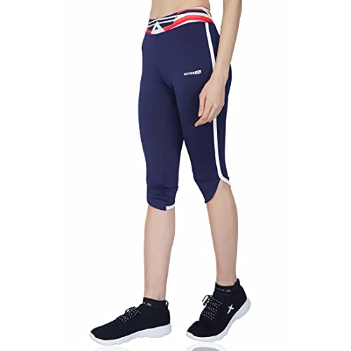 Image of Vector X Polyester Relaxed Regular Fit Capri Activewear for Women (Black)