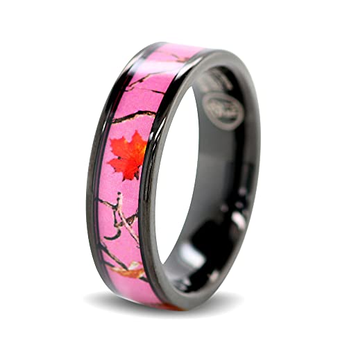 Pink Camo Ring - Pink Camo Band - Engagement Ring - Wedding Rings - Promise Rings for Couples - Camo Wedding Ring - Camo Wedding Rings - Camo Rings for Women