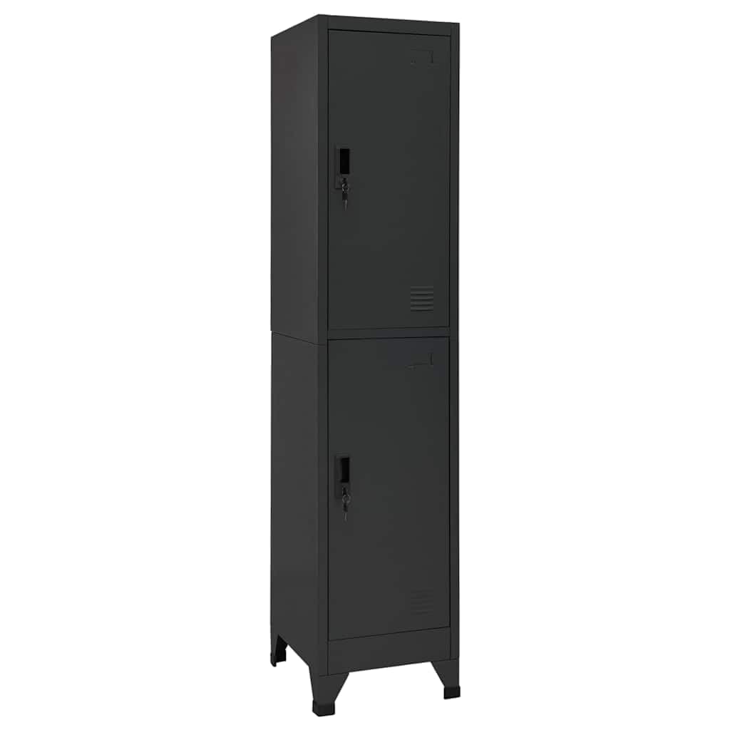 Schließfachschrank aus Stahl Anthrazit 38x45x180 cm für Schule Büro