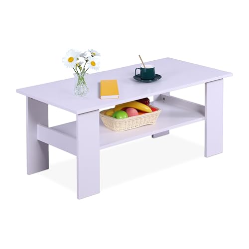 Relaxdays Couchtisch, HBT: 43,5x100x50 cm, Wohnzimmertisch mit...