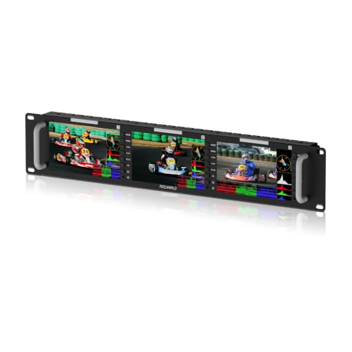 Image of FEELWORLD T51 Plus 2RU Triple 5.5 Inch SDI Rack Mount Broadcast Monitor LCD 1920x1080 3G SDI HDMI AV Input and Output