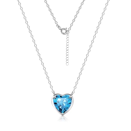 ALEXCRAFT Collanina Argento 925 Donna Cuore Collana Cuoricino Argento 925 Collana Cuoricino Azzurro Portafortuna Estiva