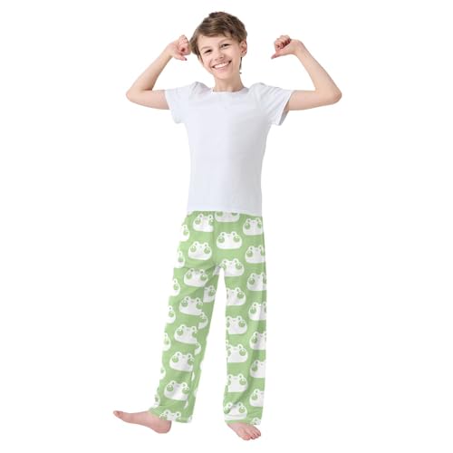 Boys' Pants Cute Frog Happy Face Green Long Bottoms Jogger Pants Elastic Waist Trousers with Pockets S-XL2