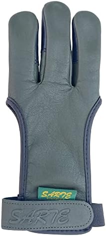 Sarte International Green Cow Leather Three Finger Archery Gloves AG-327 (Medium)