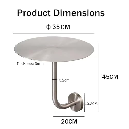Mesa auxiliar de acero inoxidable montada en pared con diseño circular antiarañazos 3