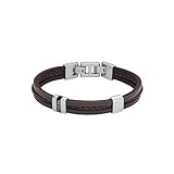FOSSIL Bracelet homme en acier inoxydable ou en cuir avec fermoir rabattable