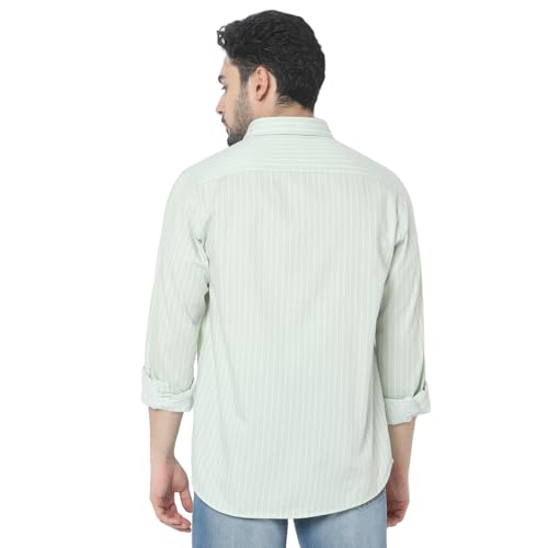 Image of Spykar Men's Relaxed Fit N /A Half Sleeve Striped Casual Shirts