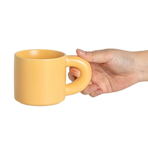 Ceramic fresh solid color mug simple household milk cup-cup yellow 300ML