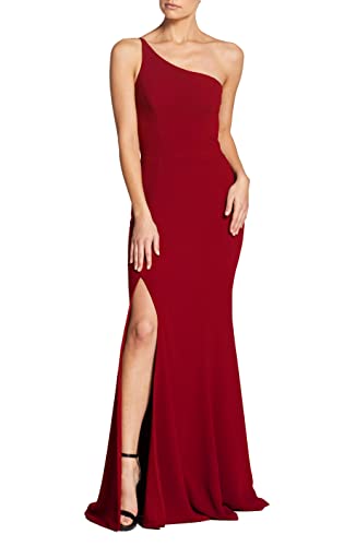 Image of Dress the Population Womens Amy Asymmetrical Neckline Sleeveless High Slit Maxi Dress