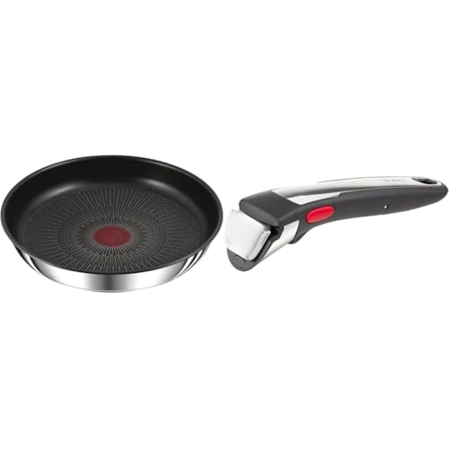 【セット買い】ティファール 取っ手のとれる フライパン 26cm IH ガス火対応 PFOAなどの有害物質不使用 「インジニオ・ネオ IHステンレス・アンリミテッド フライパン」 こびりつきにくさ長持ち ステンレス L97105 + 専用取っ手 ハンドル