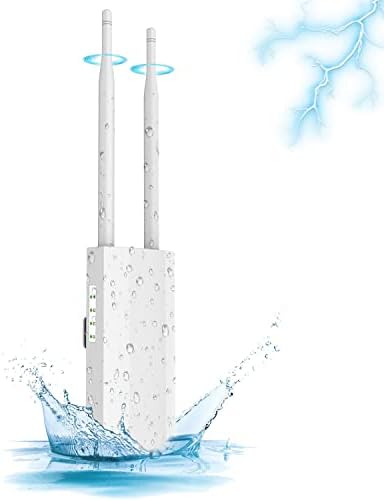 Two Gigabit Ports Outdoor WiFi Extender Wireless Access Point 48V PoE Adapter IP66 Weatherproof AC1200 Dual Band 2.4G 5Ghz WiFi Access Point 4Modes, Covers up to 600ft&120+ Devices, Outdoor Repeater1
