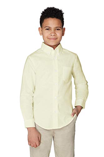 French Toast Boys' Big Long Sleeve Oxford Shirt (Standard & Husky), Yellow, 20