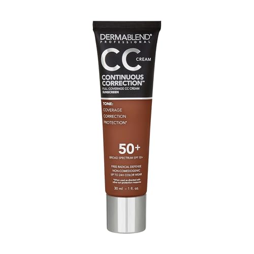 Dermablend Continuous Correction Tone-Evening CC Cream Foundation SPF 50+, Full Coverage Foundation Makeup & Color Corrector, Oil-Free