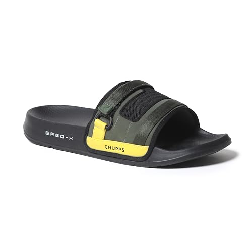 Image of CHUPPS Element Grey & Black Drift Orthopedic Slippers | Soft Footpharma Footbed | Breathable Ventilation Holes | Lightweight Flip Flops | Anti-Skid Chappals for Everyday For Mens