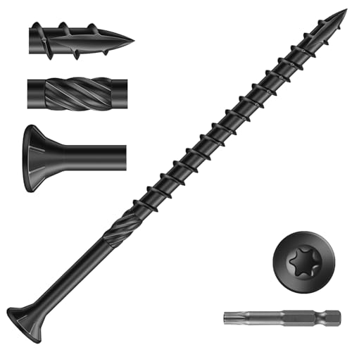 Image of #10 x 3-1 /2 inch Deck Screws (51Pcs) 1lb. Carbon Steel, Black, Flat Head, Rust Resistant epoxy Coated, with T25 Star Bit