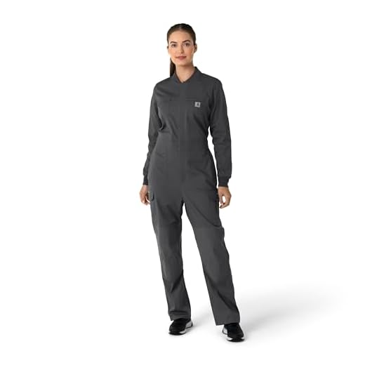 Carhartt Rugged Flex RSCU Scrubs for Women, Ripstop Coverall - Pewter, L