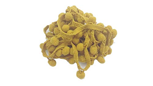 ILC MERCERIE PARADIS Ruban Galon de Pompons 10 mm (Plusieurs Couleurs Choix, Multicolore) - Vendu au Mètre (Jaune Moutarde)