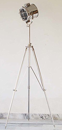 Nautical Photography Chrome Studio Floor Lamp Searchlight Spot Light Metal Tripod Stand