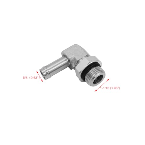 Image of (2-PACK) 4601-10-12-NWO Hydraulic Adapter Fitting 5 /8 inch Hose Barb x 3 /4 inch Male (1-1 /16 inch-12) Adjustable O-Ring Boss 90Pipe Joints Elbow Carbon Steel
