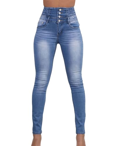 Andongnywell Flare Jeans Women High Rise Stretchy Skinny Jeans Butt Lifting Slim Fit Denim Pants Multiple Buttons Trouser2