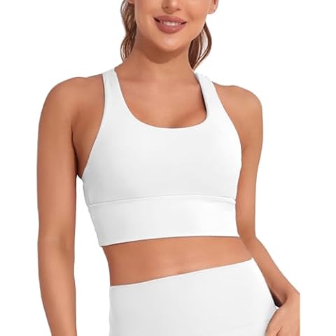 MELYUM Longline Sports Bra for Women High Support Workout Tops Strappy Yoga Bras Crop Tank Camisole Cross Activewear Cover