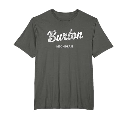 Burton MI Retro T-Shirt - Sport-Skript im Vintage-Stil - Unisex Erwachsene - Schwarz - Klein - Kurzarm