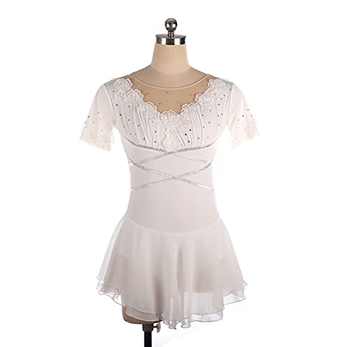 kzytamz Collant feminino para patinação no gelo gradiente para mulheres manga curta com contas saia