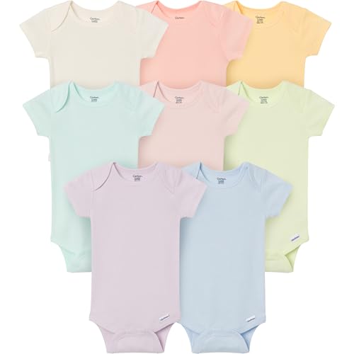 Image of Gerber Baby Girls' 8-pack Short Sleeve Onesies Bodysuits