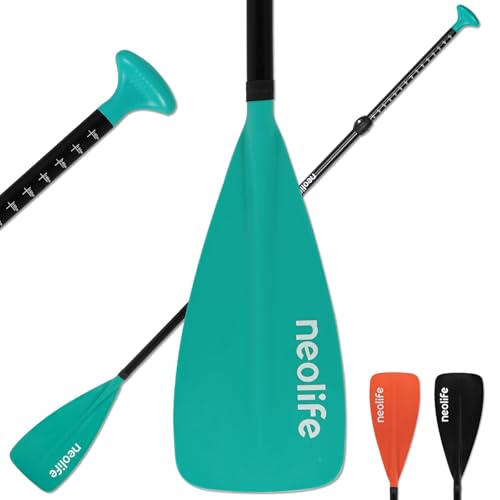 WONITAGO SUP Paddles for Kid with Aluminum Shaft and PP Blade, Floating Stand Up Paddle Board Paddle for Youth and Junior, Adjustable 140-170 cm/55-67 Inches, Teal