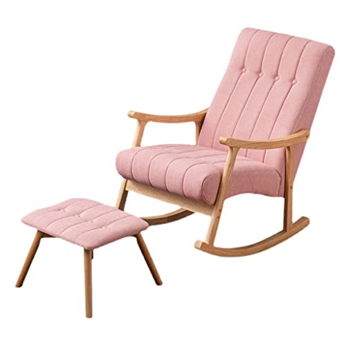 Masif Ahşap Sallanan Sandalye, Tembel Sallanan Sandalye, Modern Kadife Sallanan Sandalye, Yüksek Arkalıklı ve Kolçaklı Döşemeli Sallanan Planör Sandalye, Uyumlu Küçük Tabure