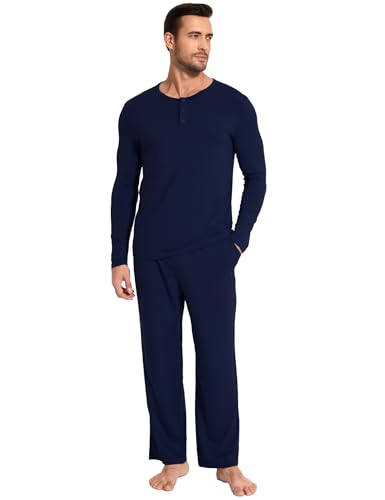 GYS Bamboo Viscose Men's Pajama Sets 2 Piece Long Sleeve Sleep Set with Pockets3