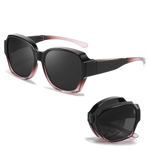 Trysee Foldable Fit Over Sunglasses for Women Men Polarized UV Protection Folding Sun Glasses with Case IF8709