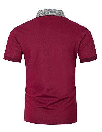 Image of GHYUGR Men's Polo Shirts Short Sleeve Slim Fit Polo Casual Plaid Splice T-Shirts