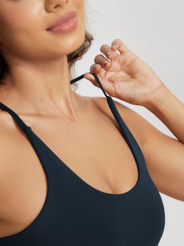 Image of ODODOS Halter Sports Bra for Women Non Padded Strappy Cropped Tops Workout Yoga Crop