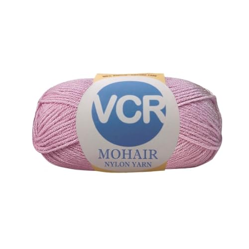 Image of VCR Mohair Nylon Mauve Yarn, 100 Grams Hank, 196 Meters Length, Acrylic 75%, Mohair Nylon 25%, Pack of 1 Yarn, Soft Crosia Threads, Suitable for Winter Garments.