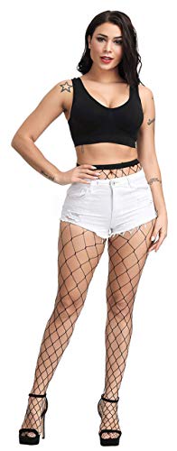 Pareberry Women's High Waisted Fishnet Tights Sexy Wide Suspender Pantyhose Thigh-High Fishnet Stockings2