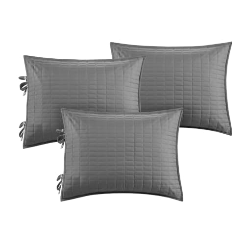 Image of Comfort Spaces Daybed Cover- Luxe Double Sided -Quilting, All Season Cozy Bedding with Bedskirt, Matching Shams, 75'x39' Charcoal Grey 5 Piece