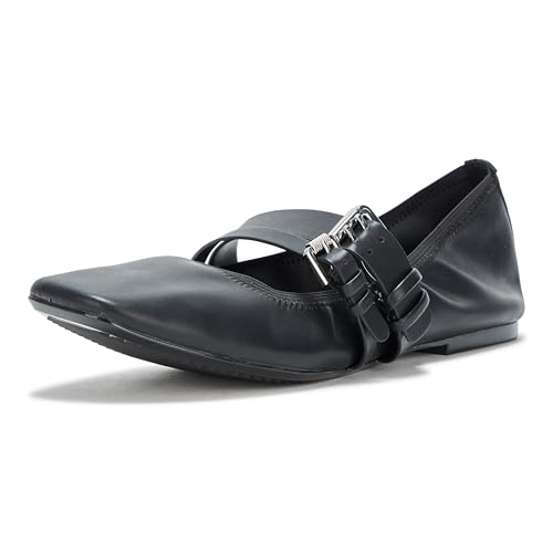 DKNY Women's Dade Ballet Flat with Double Buckle Strap Mule