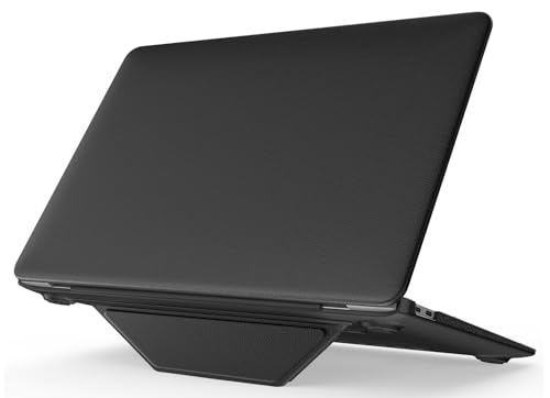 Image of ProElite Case for MacBook Air 13 inch M2 2025 /2024 M1 2021 2020 Release A2337 A2179 A1932 Model Touch ID, Slim Leather case with Foldable Stand, Black