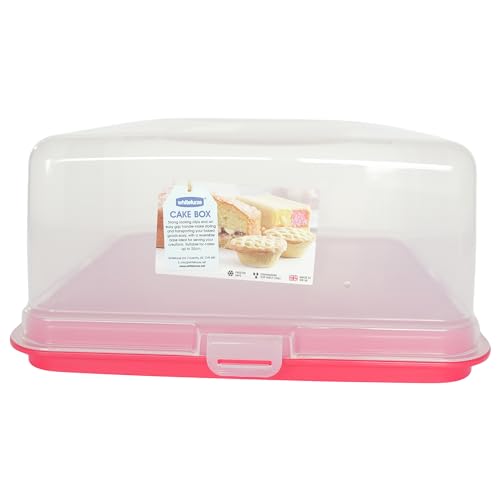 ACCURATE Plastic Cake Carrier with Lid & Locking Clips Square Cake Box with Handle Dishwasher Safe PP Material Durable Cake Holder for Transport & Storage Holds Cakes up to 30cm White&Red
