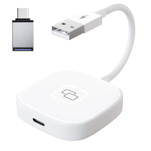 Dispositivo di Mirroring dello Schermo 'auto, Adattatore a Specchio per Telefoni IOS, Sincronizzazione in Tempo Reale, qualità 'immagine HD, Dongle di Mirrrorring Cablato, (Piazza)