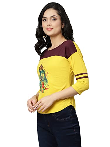 Image of OM SAI LATEST CREATION Women's New 3D Printed Lycra 3 /4 Sleeve Regular Fit Office wear,Casual wear Western Top