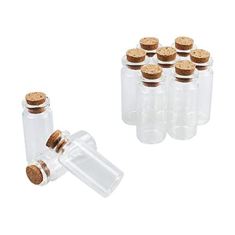 BiBiFly 10pcs 10ml Mini Glass Jars Bottles with Cork Stoppers, Clear Wish Bottles/Mini Vials Cork/Message Glass Bottle for Wedding Party Favors, DIY Arts Crafts Decoration etc Cover