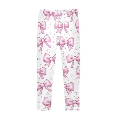 Wusikd Cute Pink Bows Girls' Leggings Toddler Doodles Stars Kids Yoga Pants Dance Active Tights 4T