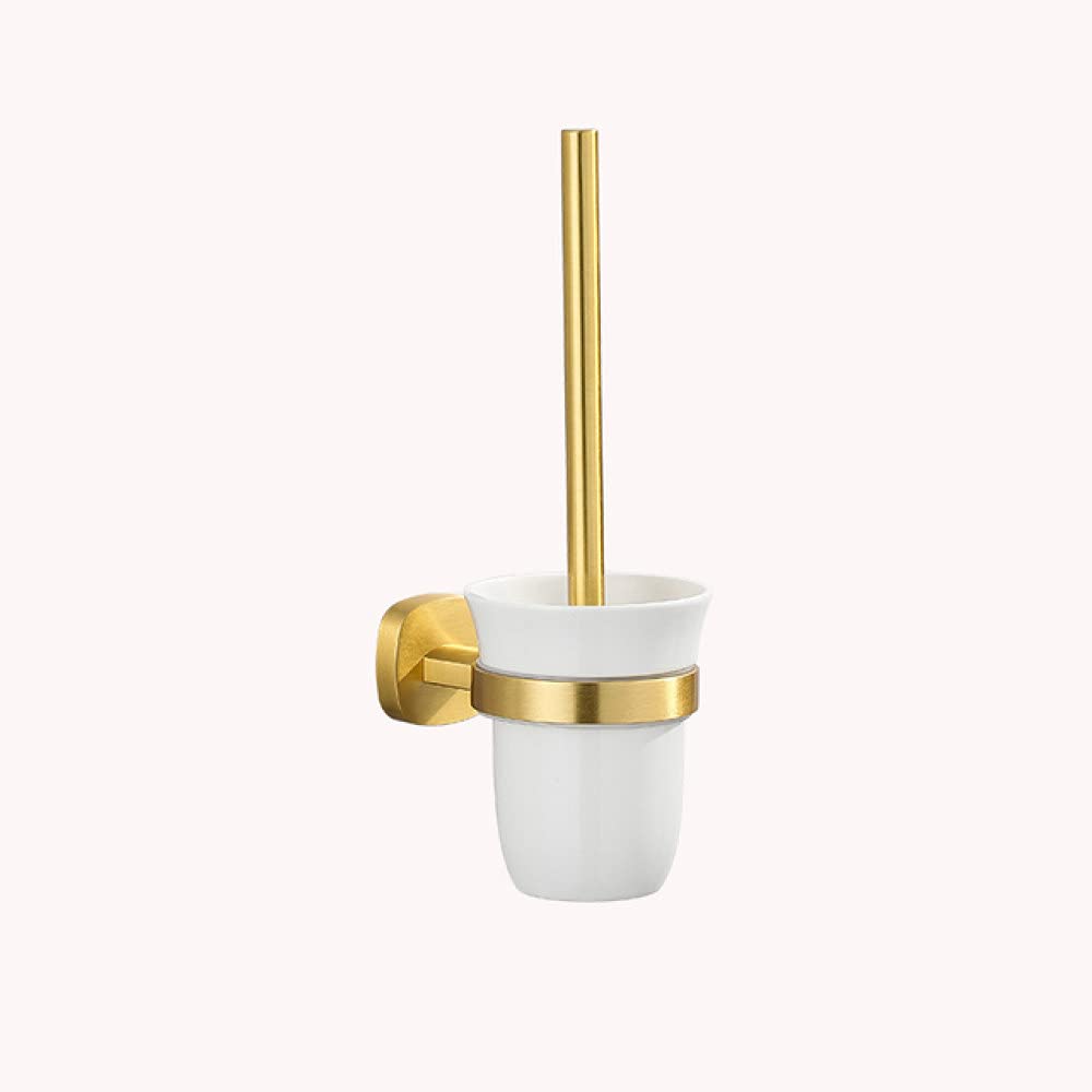 Brosse de toilette dorée et accessoires de salle de bain chics