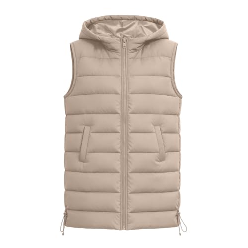 Women Long Vest Sleeveless Hood Winter Puffer Vest Outwear with Pockets - image 6