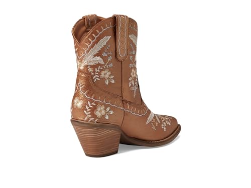Image of Dingo Womens Primrose Floral Embroidered Snip Toe Casual Boots Ankle Mid Heel 2-3 inch